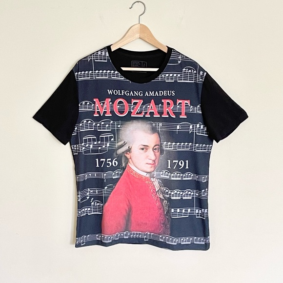 Wolfgang Amadeus Mozart Classical Music All Over Black T Shirt Adult Large - Picture 2 of 8